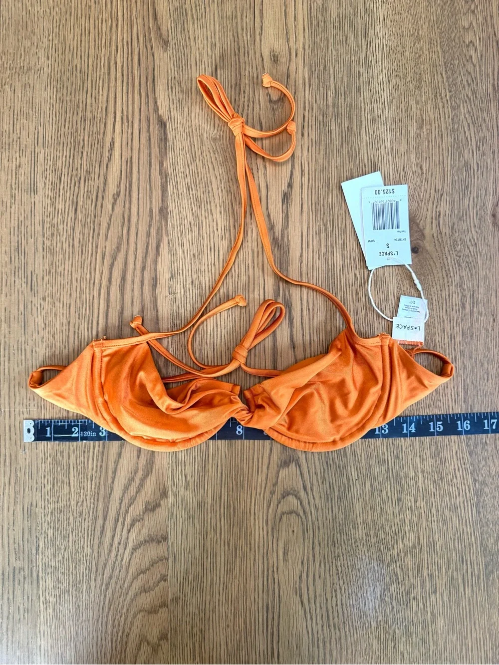 L*Space Toni Bikini Top Orange Twist Front Halter Size S NWT